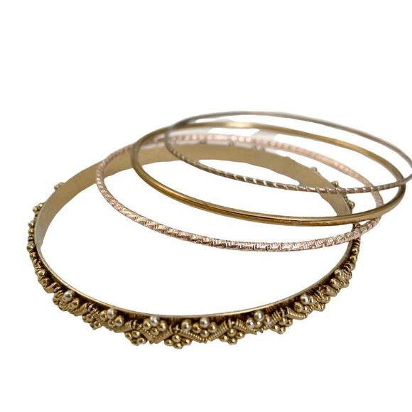 Bohemian Bangle Bracelet Jewelry Bundle/Lot of 4 in Vintage Gold/Rose Gold Tone - Picture 1 of 4